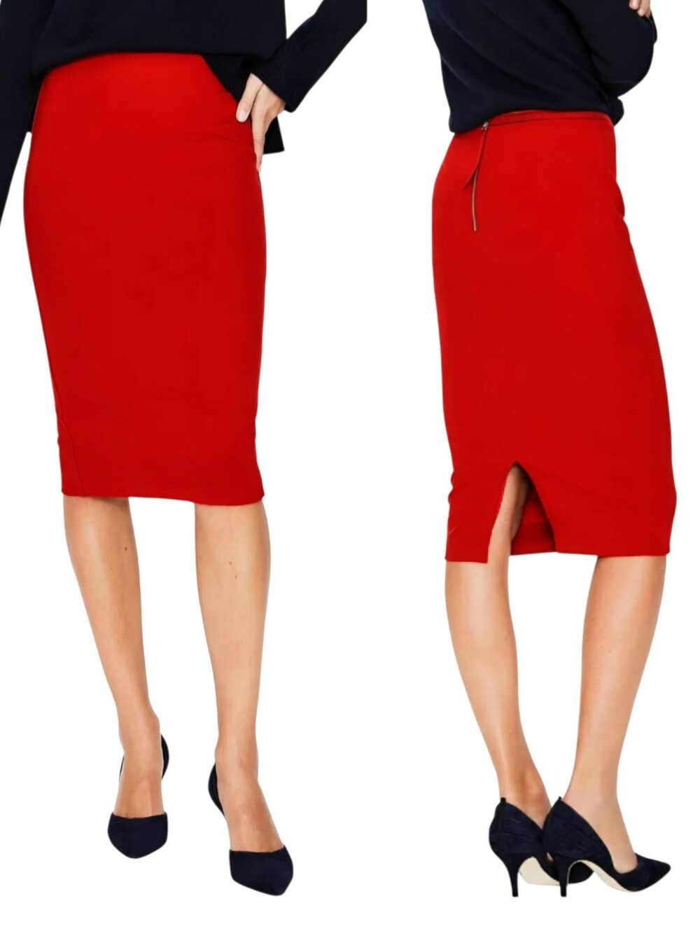 Boden Hampshire Ponte Red Pencil Corpcore Skirt Sz 8R